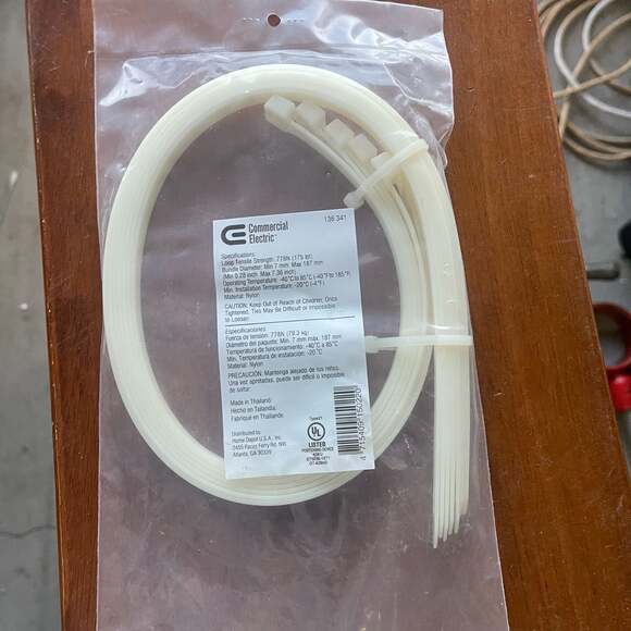 Commercial Electric 24 inch 175 lb. Heavy Duty Cable Ties, Natural, 10-Pack - Picture 3 of 3